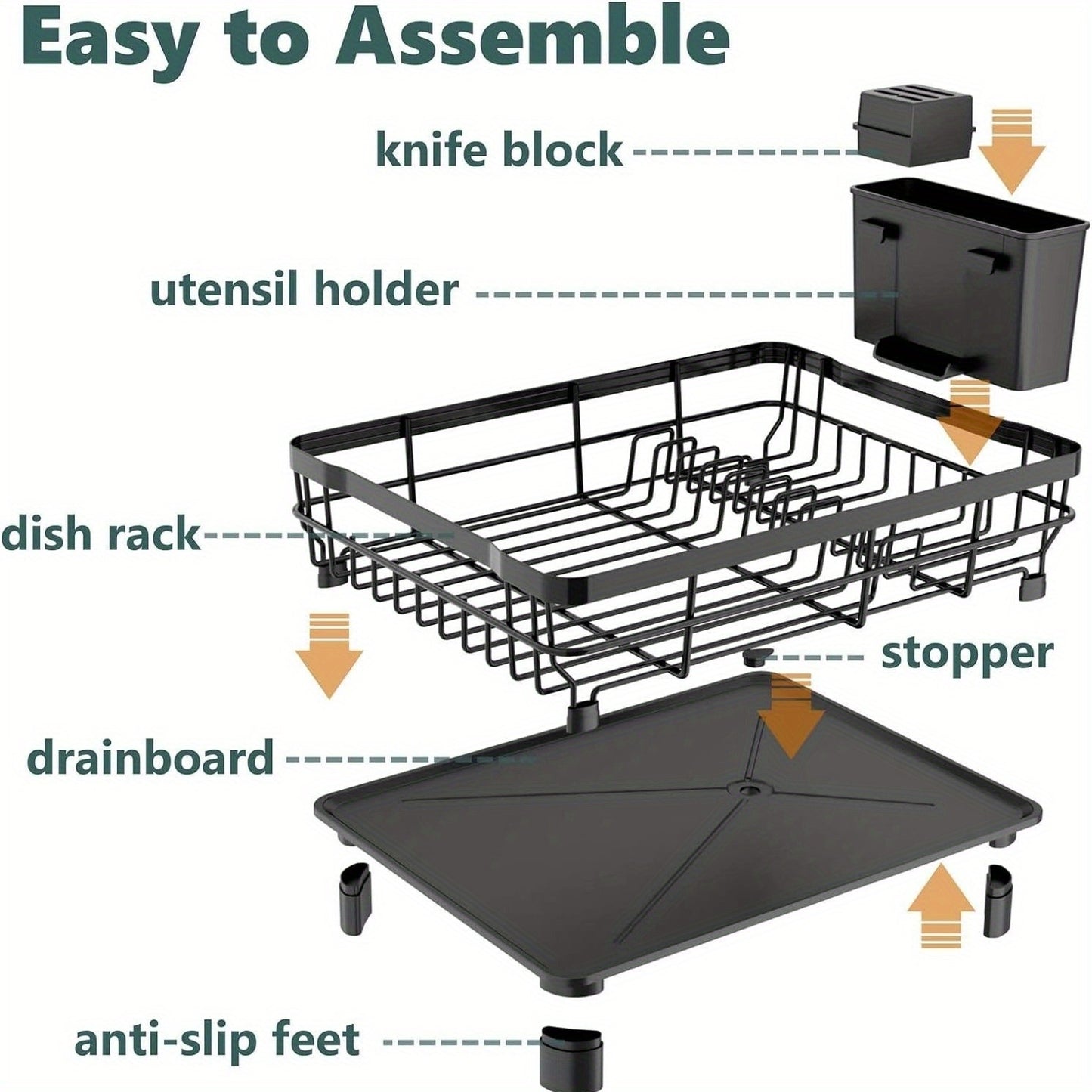 Kitchen Dish Rack Multi-functional Bowl And Plate Organizer Utensil And Cutlery Draining Rack