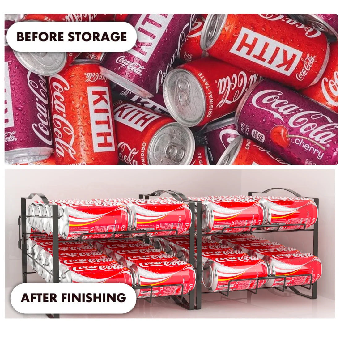 4 Tiers Can Organizer Rack, 48 Cans Soda Can Dispenser Organizer For Refrigerator, Set Of 2 Stackable Beverage Dispenser Rack