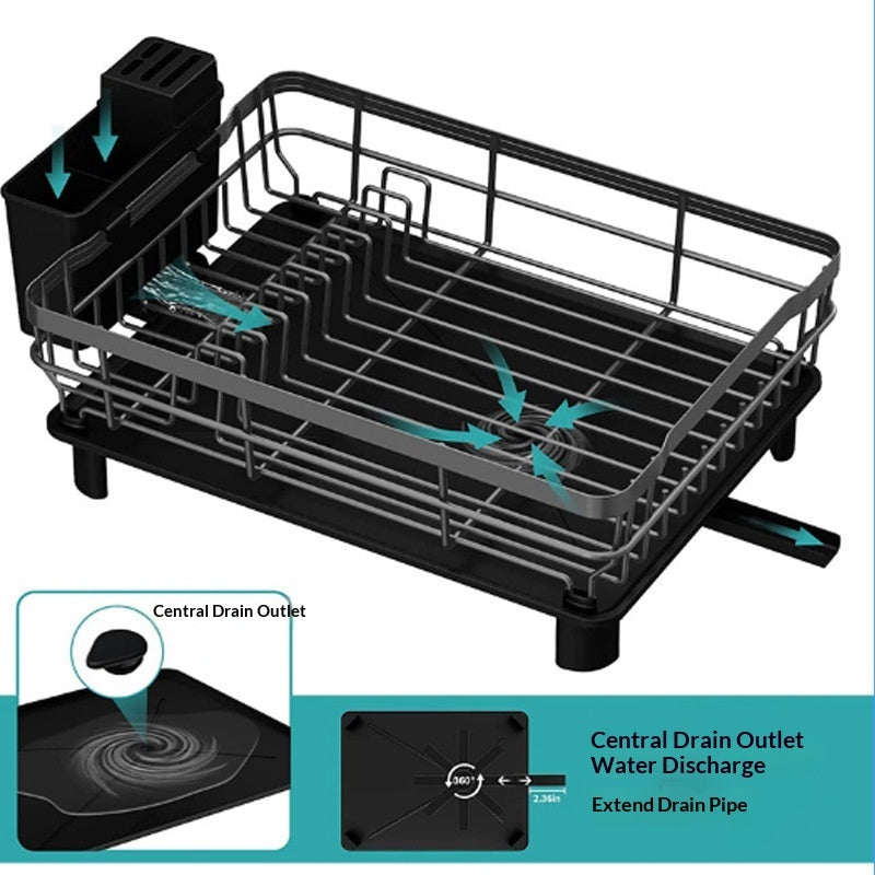 Kitchen Dish Rack Multi-functional Bowl And Plate Organizer Utensil And Cutlery Draining Rack