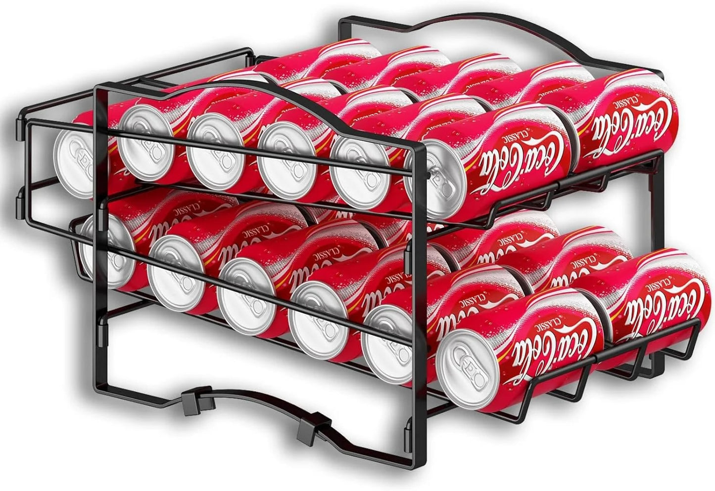 4 Tiers Can Organizer Rack, 48 Cans Soda Can Dispenser Organizer For Refrigerator, Set Of 2 Stackable Beverage Dispenser Rack